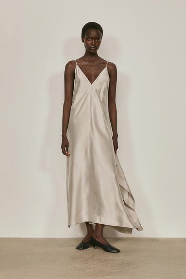 Zara Lingerie V-neck midi dress - LIMITED EDITION - Red Stripe - Image 0