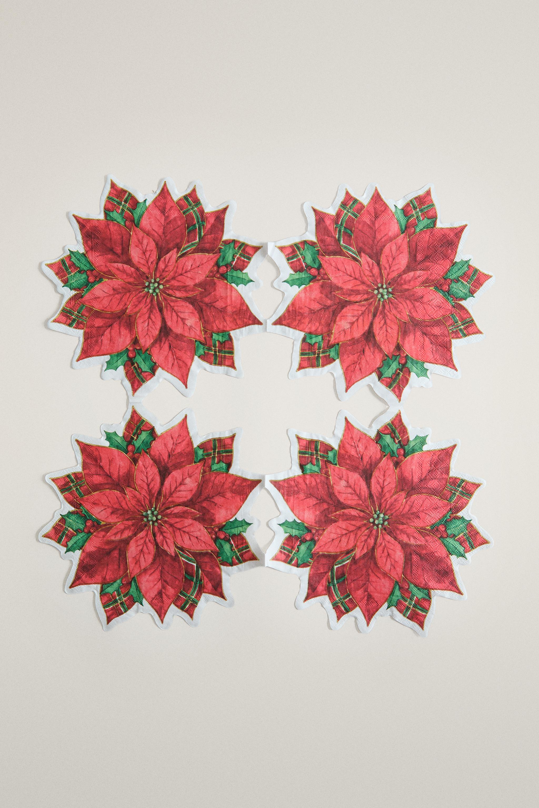 CHRISTMAS FLOWER PAPER NAPKIN PACK (PACK OF 20)