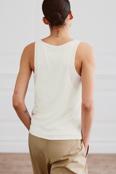 TOP EN COTON ET LIN - Écru de Zara - Image 2