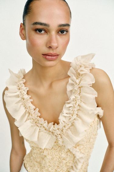 ROMANTIC COMBINED KNIT TOP - Beige-pink by Zara