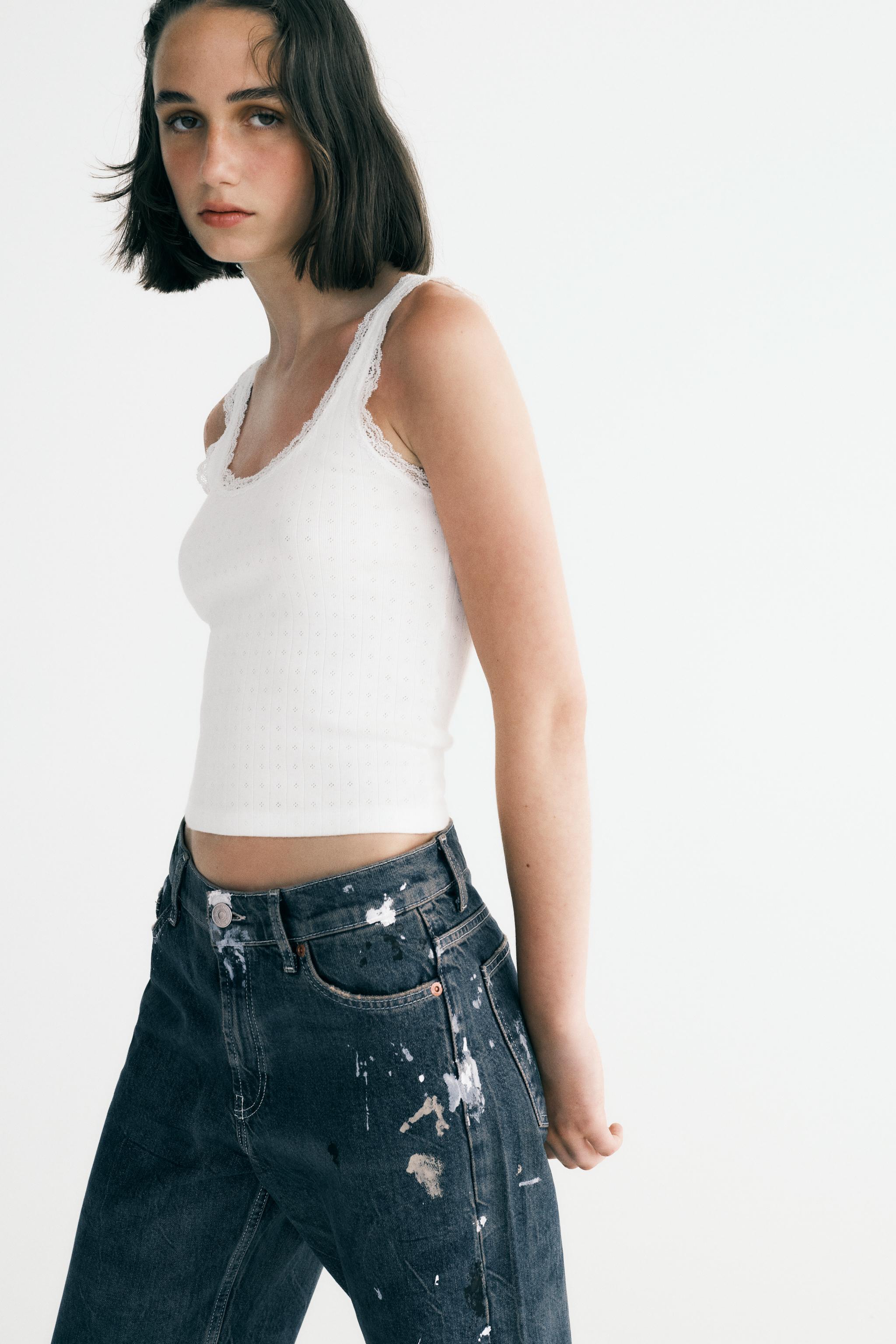 TOP CROPPED DENIM - Azul