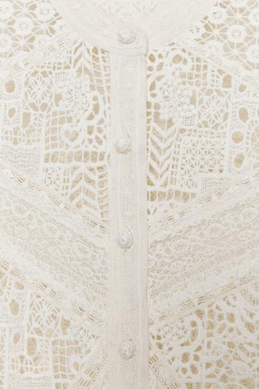 BLOUSE BRODÉE DENTELLE ZW COLLECTION - Blanc cassé de Zara - Image 4