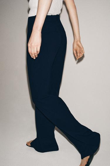 ZW COLLECTION HIGH-WAIST TROUSERS - Navy blue by Zara