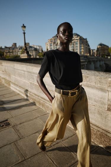 TOP EN MAILLE À ÉPAULETTES - Noir de Zara - Image 3