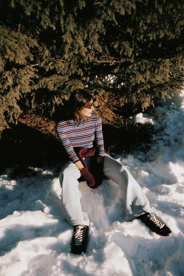 Zara STRIPED KNIT JUMPER - Multicolored