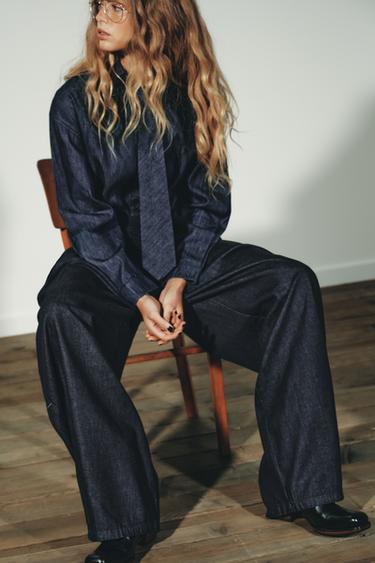 BODY CRAVATE EN JEAN TRF - Indigo foncé de Zara - Image 3