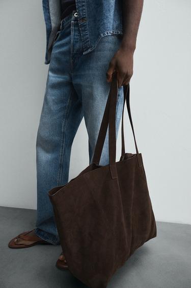 BOLSO SHOPPER PIEL - Marrón de Zara