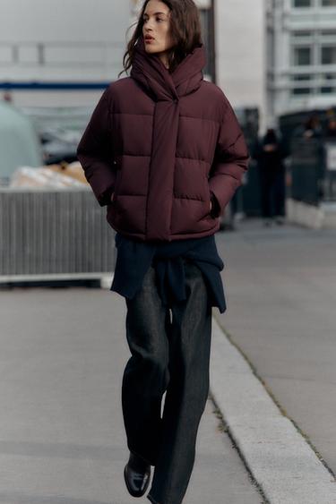 SHORT WATER-REPELLENT WINDPROOF HOODED ANORAK - Burgundy by Zara - Image 0