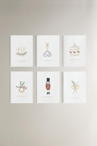 PACK OF CHRISTMAS FIGURE POSTCARDS (PACK OF 6) - Multicoloured by Zara - Image 0