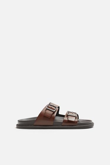 BUCKLED SANDALS - Dark tan by Zara - Image 0