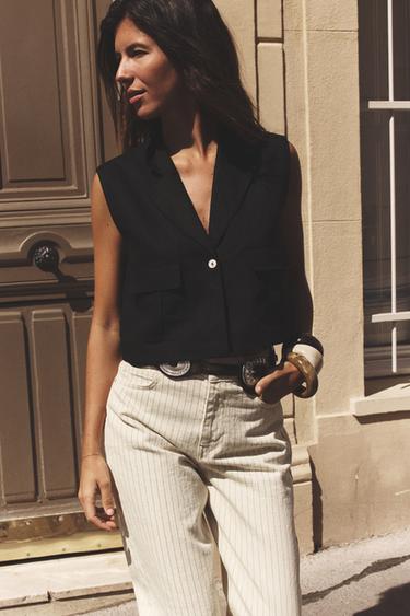 LINEN TOP - Black by Zara - Image 1