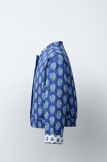 VESTE MATELASSÉE IMPRIMÉE FLEURS - Bleu moyen de Zara - Image 2