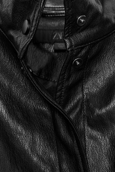 BLOUSON BOMBER MATIÈRE SYNTHÉTIQUE COL MONTANT - Noir de Zara - Image 8