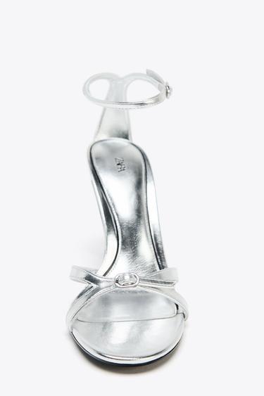 METALLIC HIGH-HEEL SANDALS - Silver by Zara - Image 6