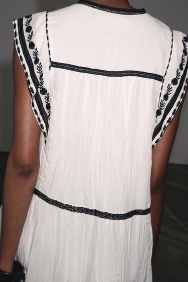 ZW COLLECTION EMBROIDERED SHORT DRESS - Ecru by Zara - Image 3