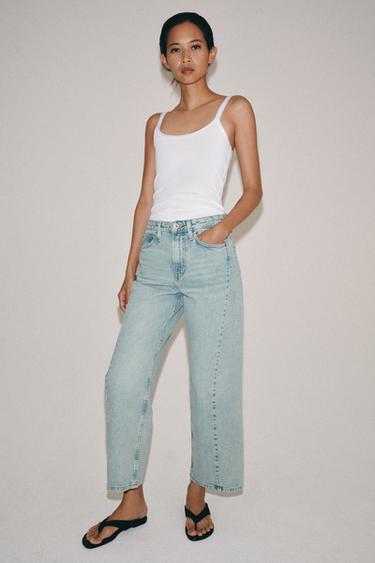 ZW COLLECTION ANKLE RELAXED FIT MID-WAIST JEANS - Light blue by Zara