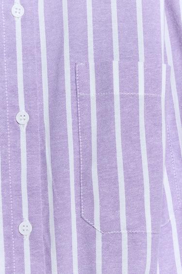 SHORT STRIPED SHIRT - Lilac / White by Zara - Image 7