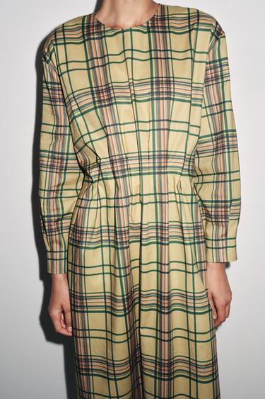 ROBE MI-LONGUE À CARREAUX ZW COLLECTION - Multicolore de Zara - Image 3