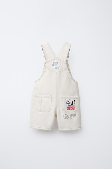 MICKEY MOUSE © DISNEY TWILL SHORT DUNGAREES - Ecru by Zara - Image 1