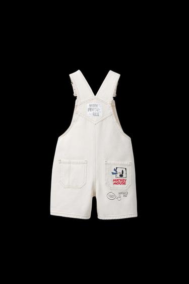 Zara MICKEY MOUSE © DISNEY TWILL OVERALL SHORTS - Ecru