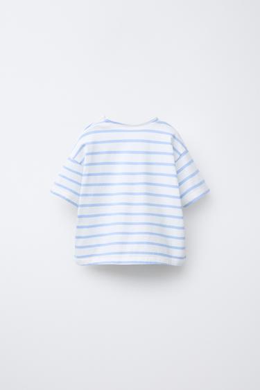 STRIPED T-SHIRT - Blue by Zara - Image 1