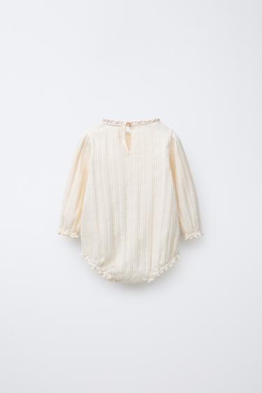 POINTELLE BODYSUIT WITH LACE TRIMS - Light beige by Zara - Image 1