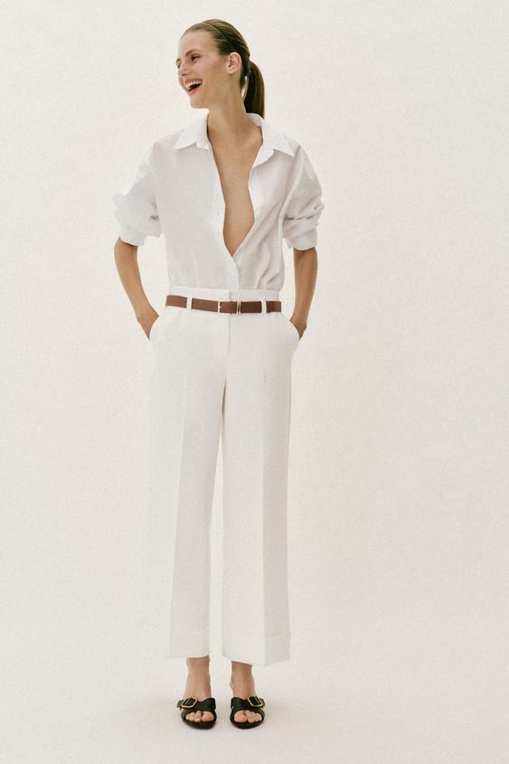 BELTED CUFFED HEM PANTS from Zara - $69.90