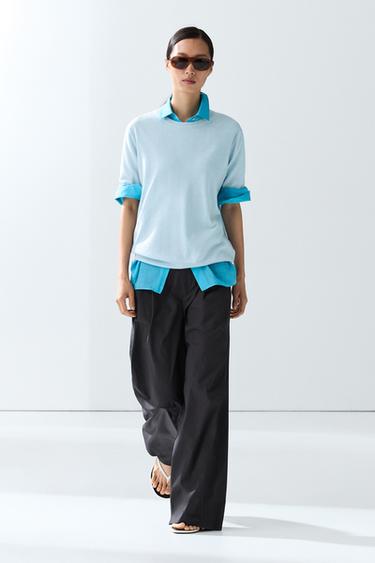 Pull en maille fine à manches courtes et laine - guépard de Zara - Image 0