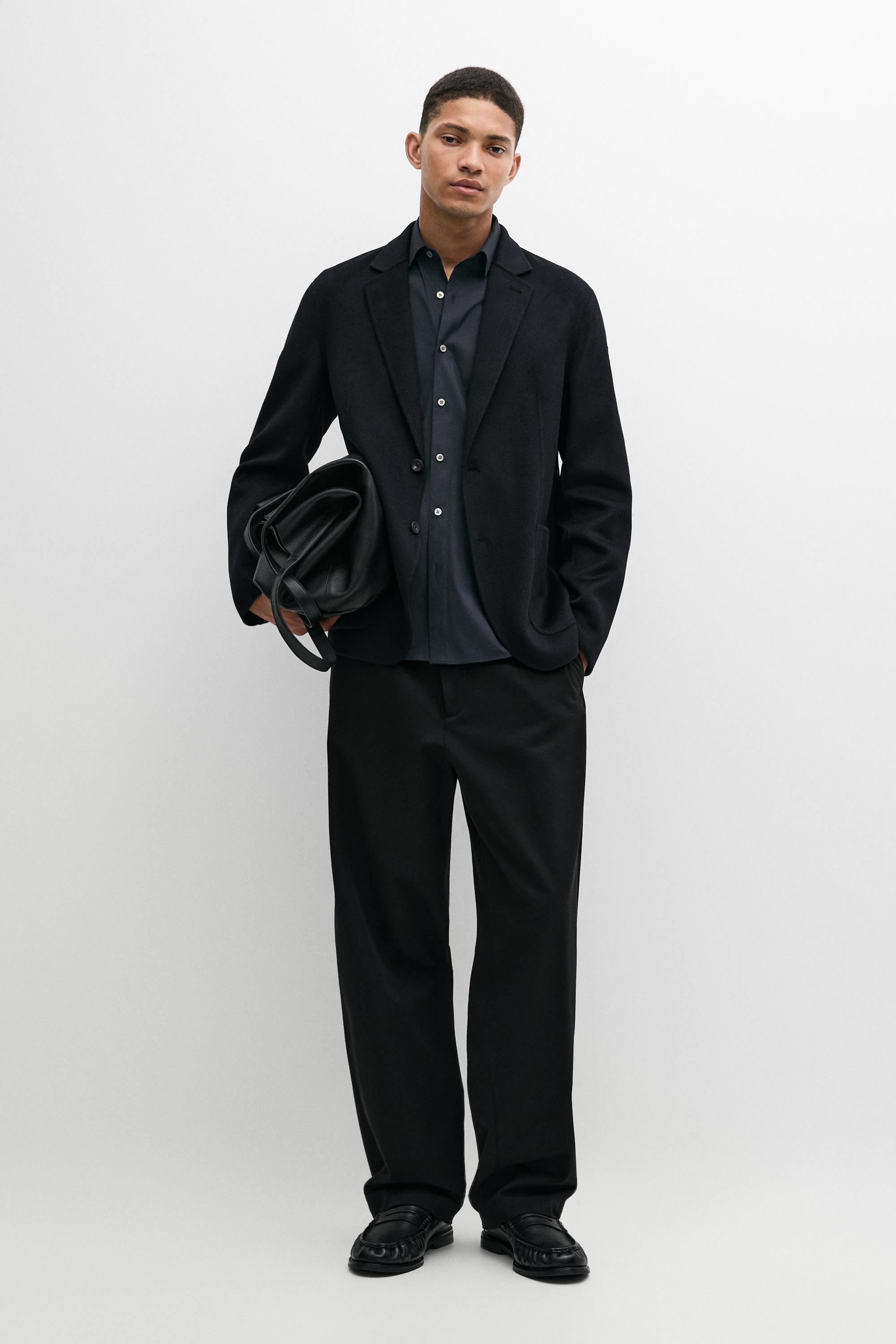 Double-faced wool blend blazer
