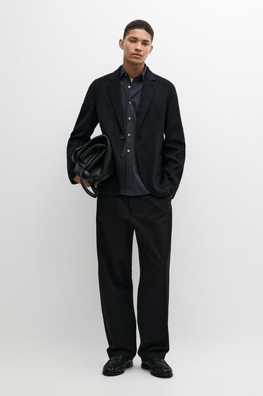 Zara Double-faced wool blend blazer - Deep blue - Image 0