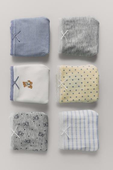 6-14 AÑOS/ PACK SEIS BRAGUITAS OSOS - Azul / Blanco de Zara