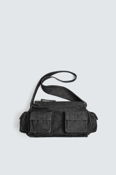MULTI-POCKET DENIM CROSSBODY BAG - Black by Zara