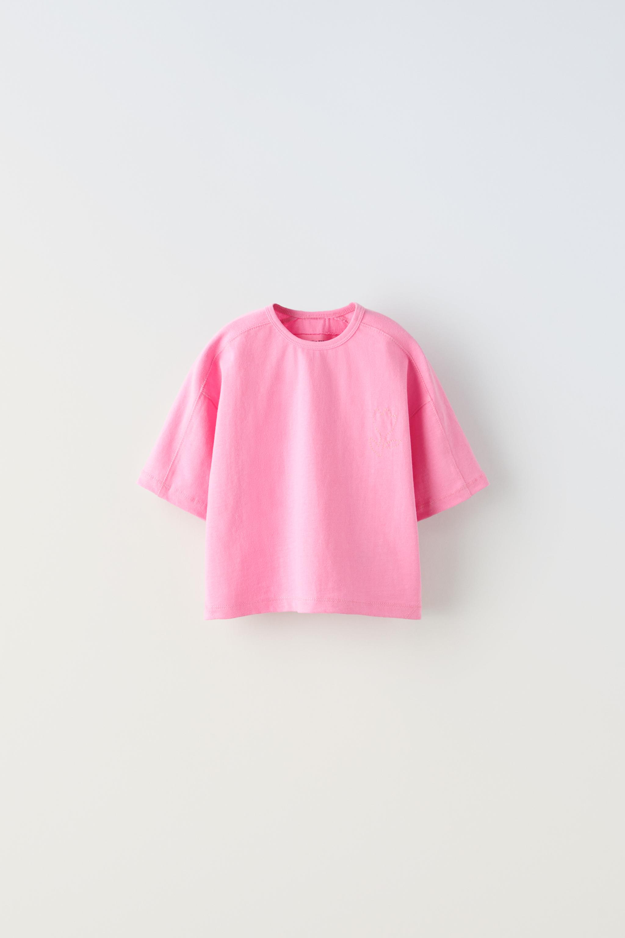 エンブロイダリー Tシャツ - チューインガムピンク | ZARA Japan / 日本