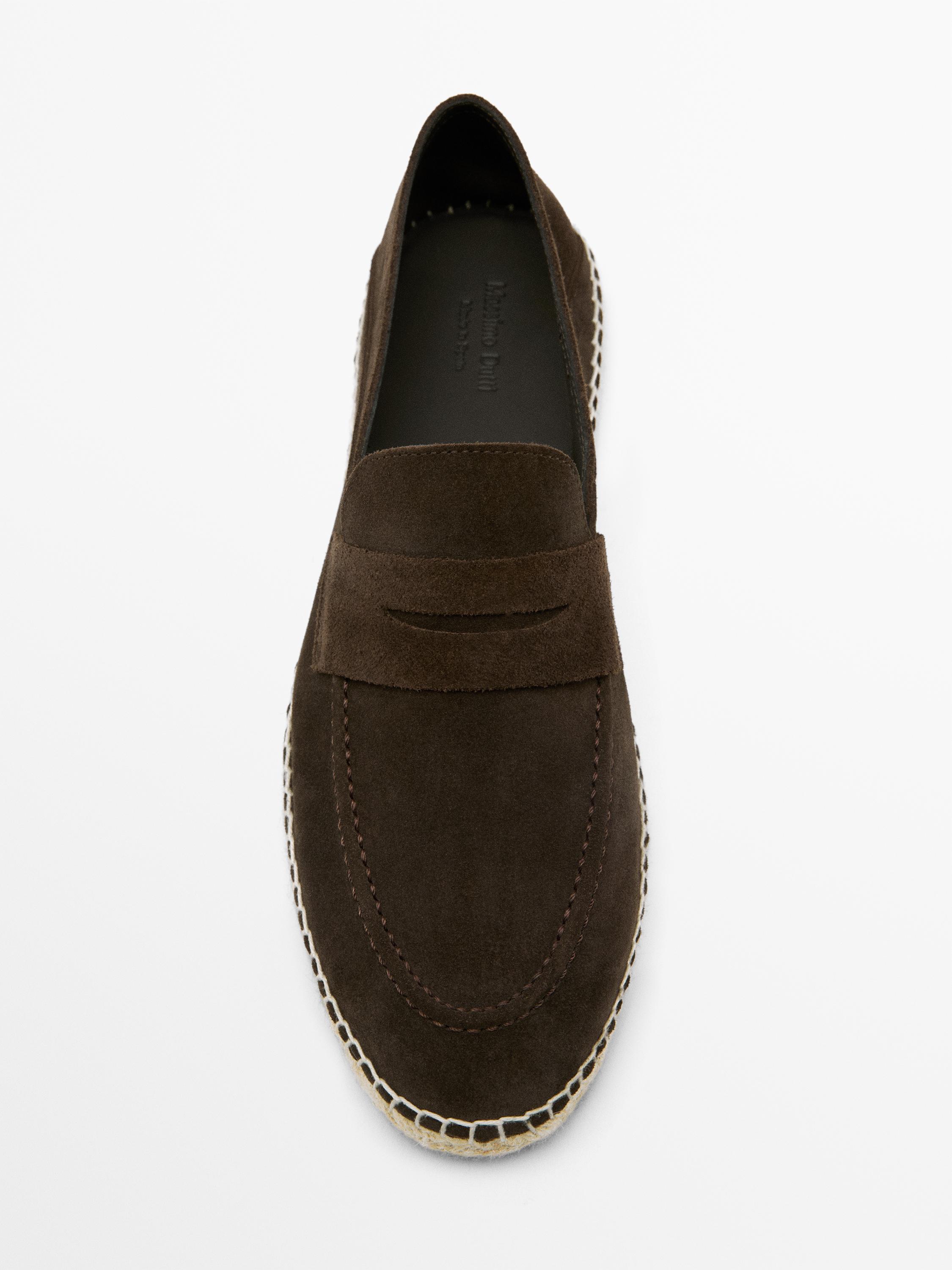 Espadrille masque en croûte de cuir