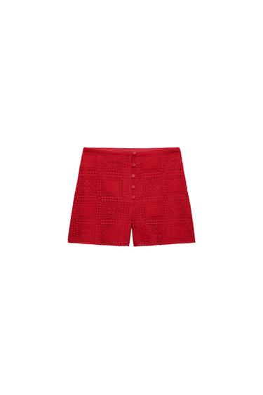 BERMUDA GUIPUR - Rojo de Zara