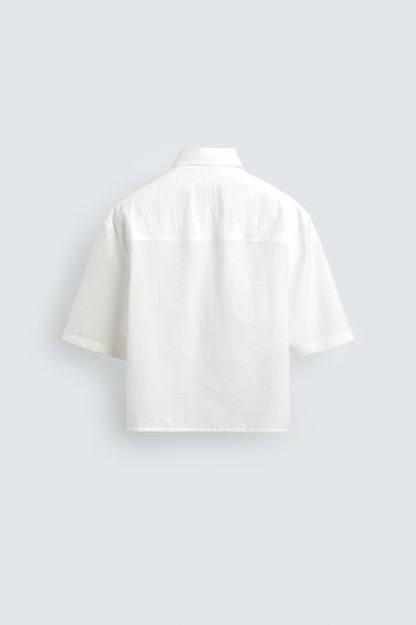 CHEMISE COUPE BOXY À POCHE - Blanc de Zara - Image 7