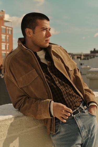 SUEDE LEATHER JACKET - Beige by Zara