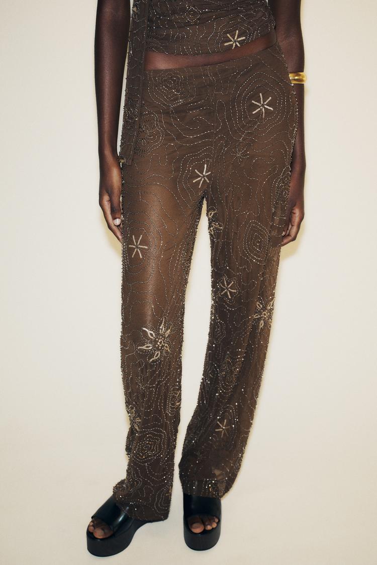 BEADED SEQUIN TROUSERS