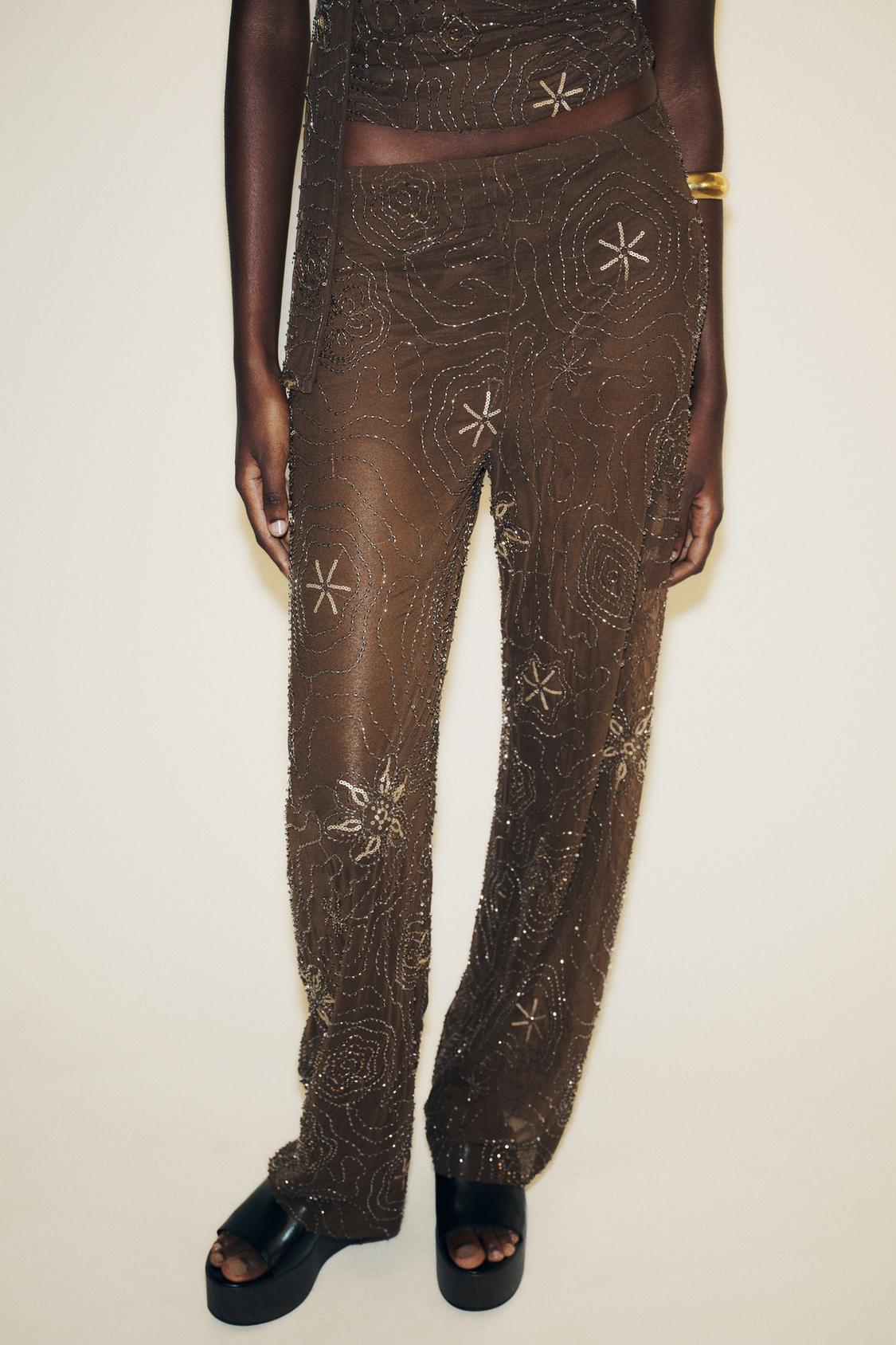 BEADED SEQUIN PANTS