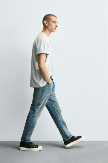 SLIM FIT CROPPED JEANS - Mid-blue by Zara