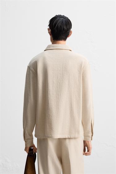 Zara 紋理POLO襯衫 - 奶油色