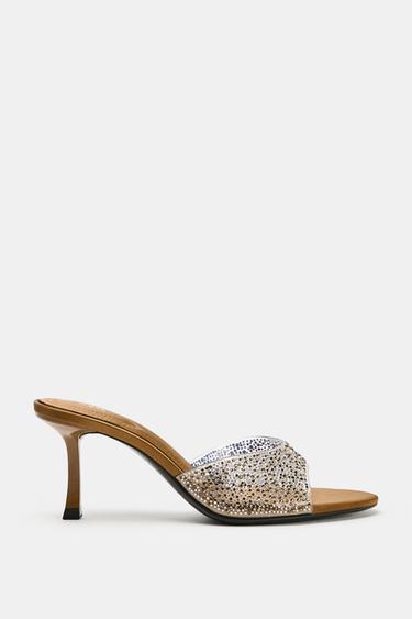 SANDALES MULES À PAILLETTES - Marron de Zara