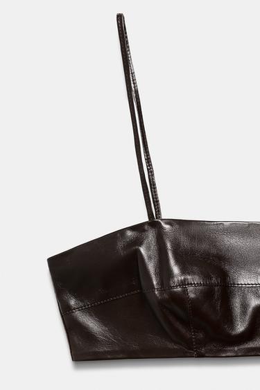 ZW COLLECTION 100% LEATHER CROP TOP - Brown by Zara - Image 6