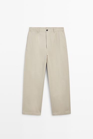 Barrel fit pants with pleat detail — Beige 1