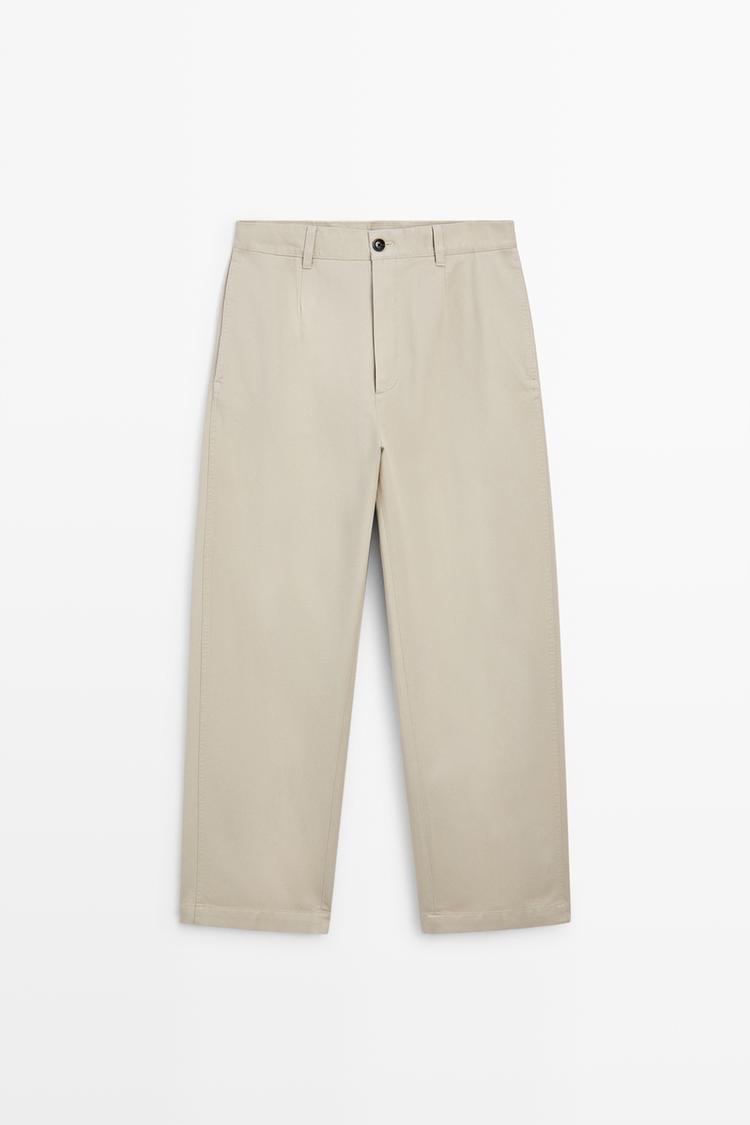 Barrel fit pants with pleat detail — Beige