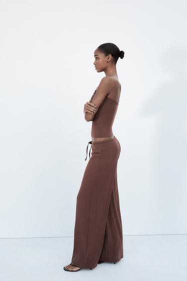 PANTALON DROIT TEXTURÉ - Marron de Zara - Image 2