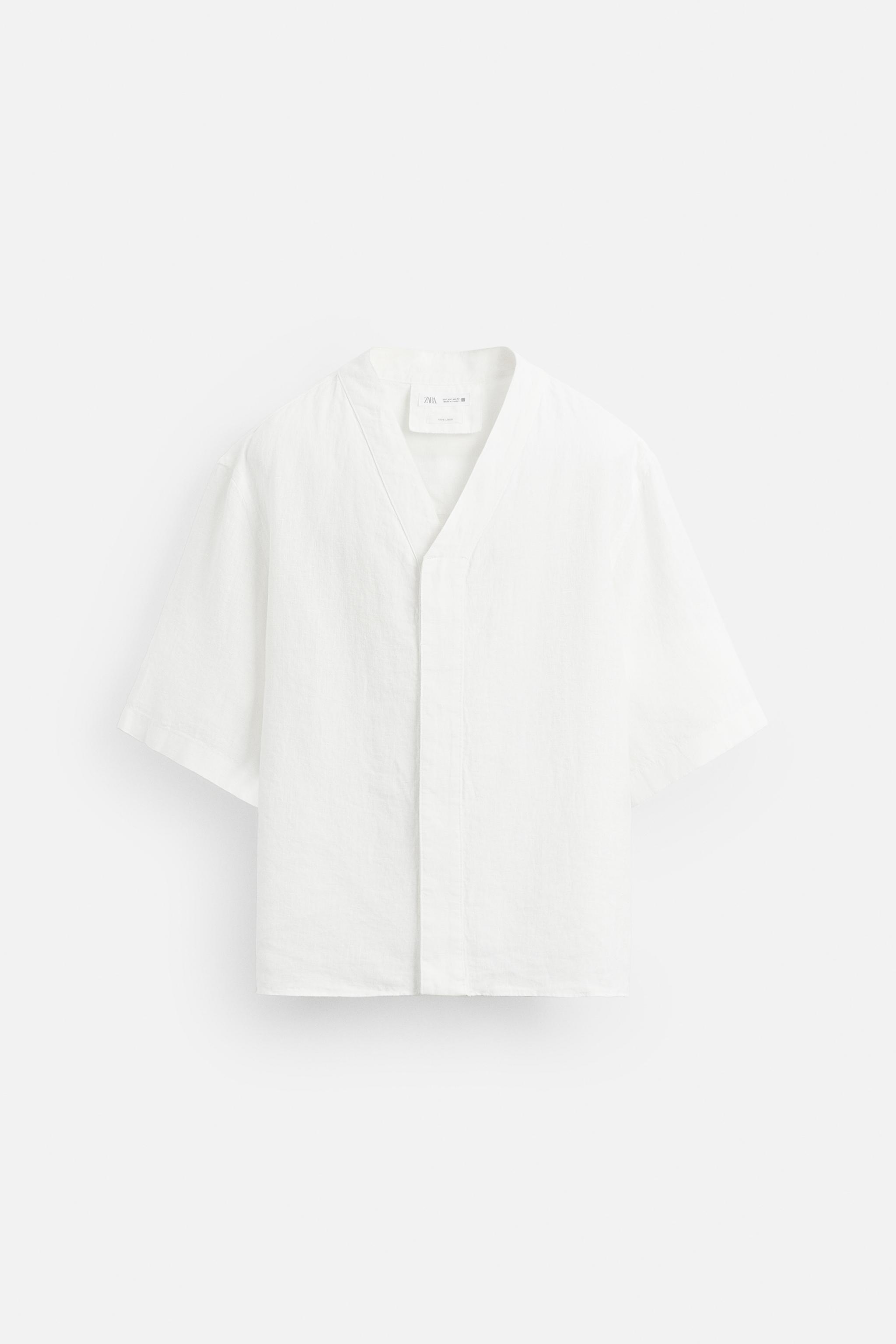 【ZARA】100% リネンシャツ ホワイト 3090/123/052 シャツジャケット、リネン100% - ホワイト | ZARA Japan / 日本