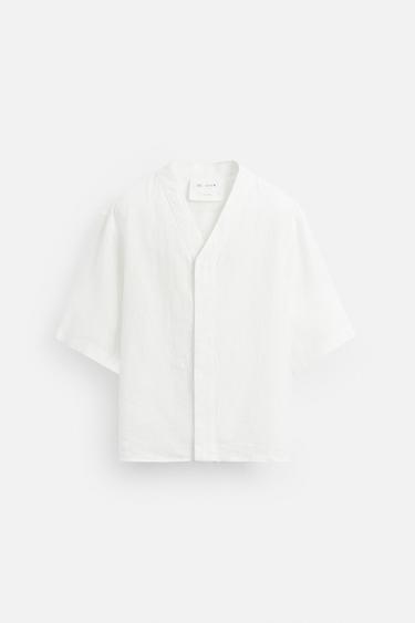 Zara 100% LINEN OVERSHIRT - White