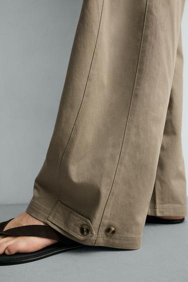 PANTALON COUPE DÉCONTRACTÉE À BAS AJUSTABLE - Marron clair de Zara - Image 6