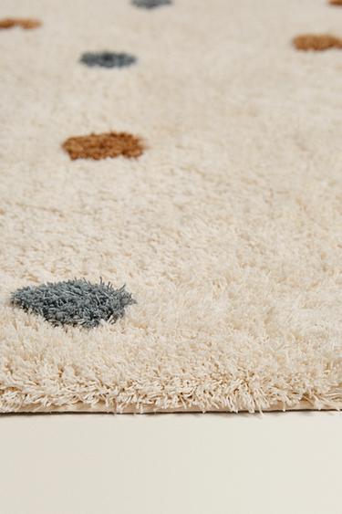 CHILDREN'S RECTANGULAR TEXTURED POLKA DOT RUG - Ecru by Zara - Image 3